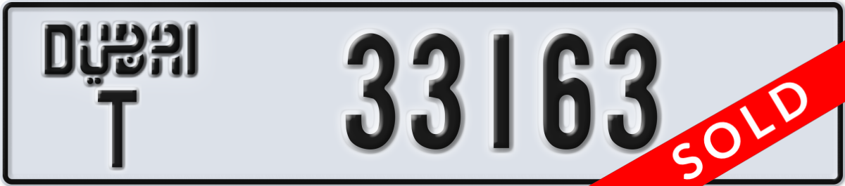 dubai License Plate Number 33163 Code T
