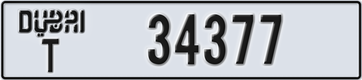 dubai License Plate Number 34377 Code T