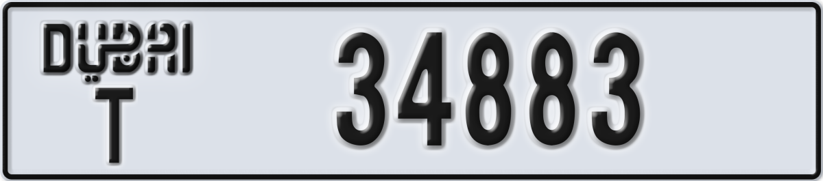 dubai License Plate Number 34883 Code T