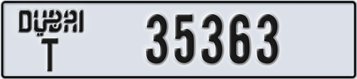 dubai License Plate Number 35363 Code T