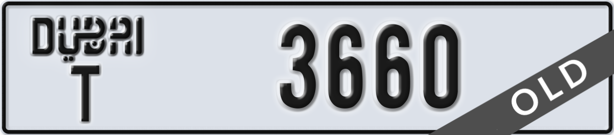 dubai License Plate Number 3660 Code T
