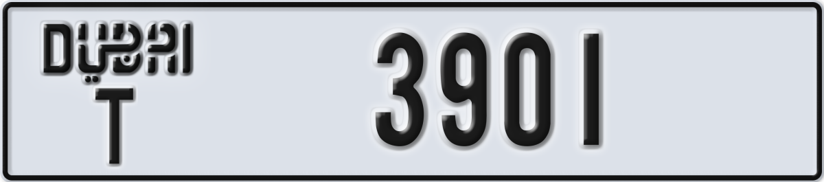 dubai License Plate Number 3901 Code T