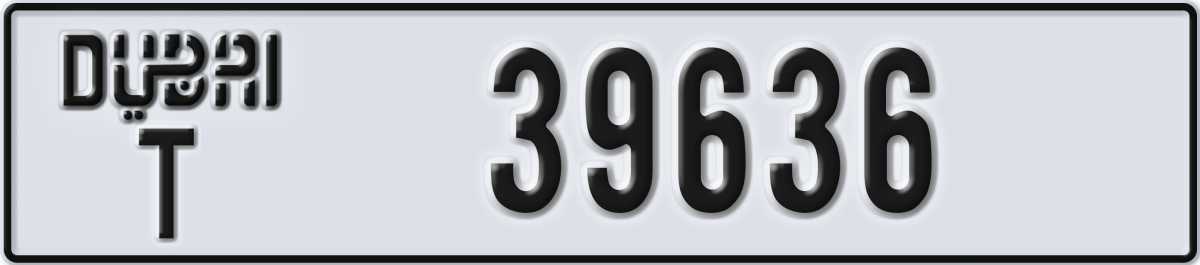 dubai License Plate Number 39636 Code T