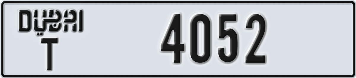 dubai License Plate Number 4052 Code T