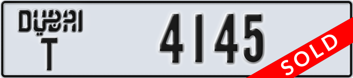 dubai License Plate Number 4145 Code T