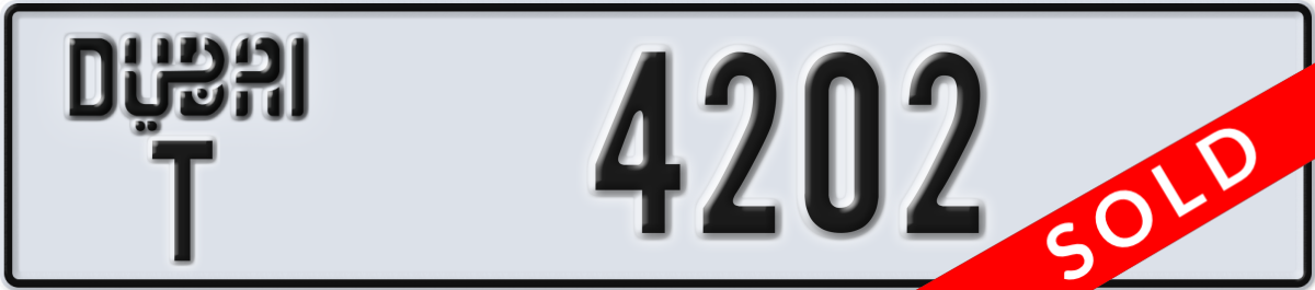 dubai License Plate Number 4202 Code T