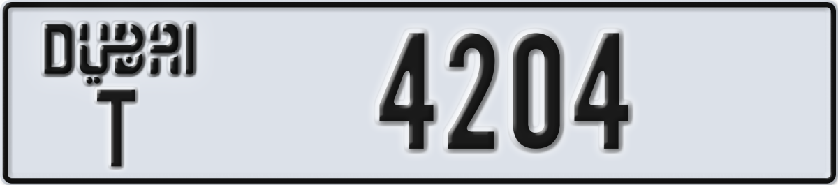 dubai License Plate Number 4204 Code T