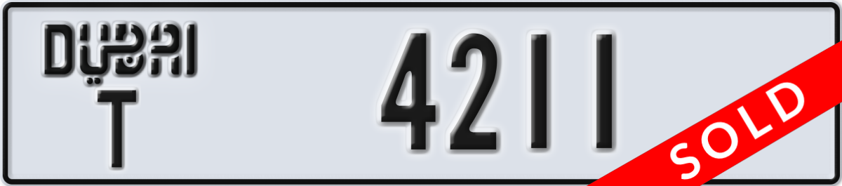 dubai License Plate Number 4211 Code T