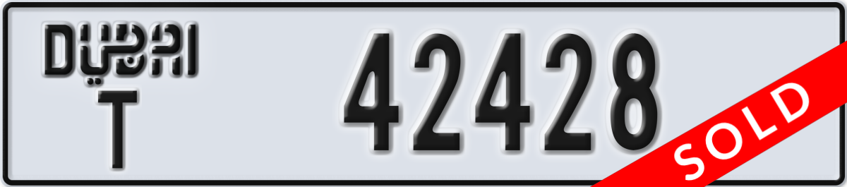 dubai License Plate Number 42428 Code T