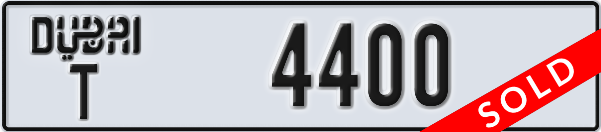 dubai License Plate Number 4400 Code T