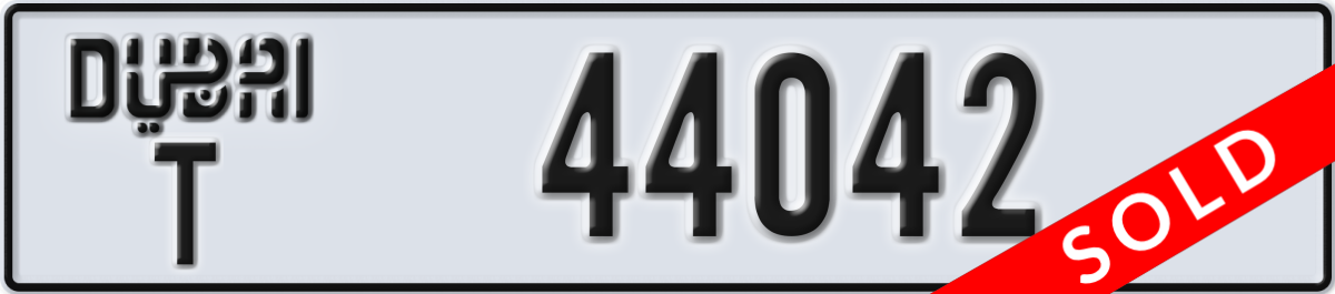 dubai License Plate Number 44042 Code T