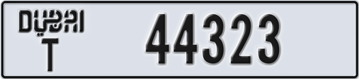 dubai License Plate Number 44323 Code T