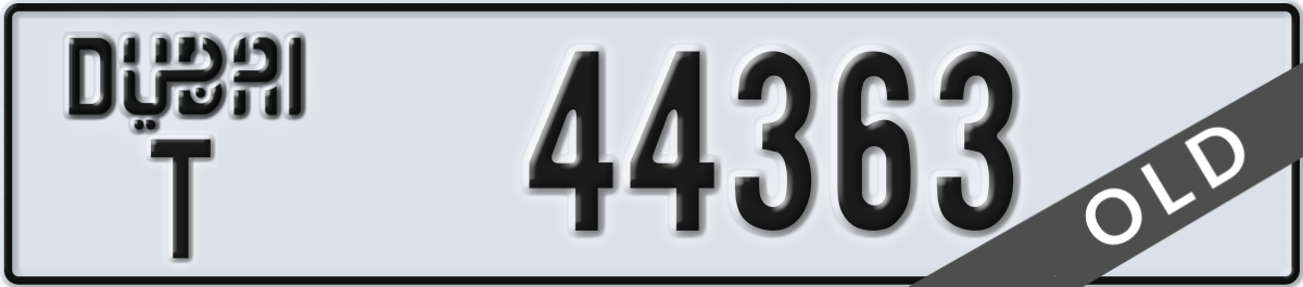 dubai License Plate Number 44363 Code T