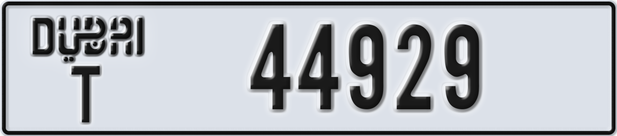 dubai License Plate Number 44929 Code T
