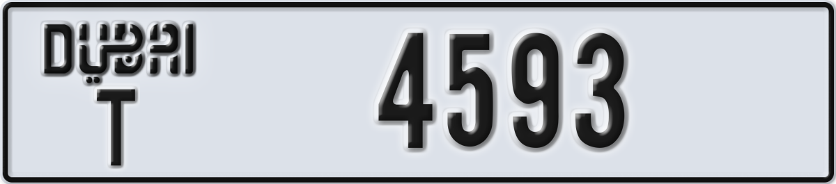 dubai License Plate Number 4593 Code T