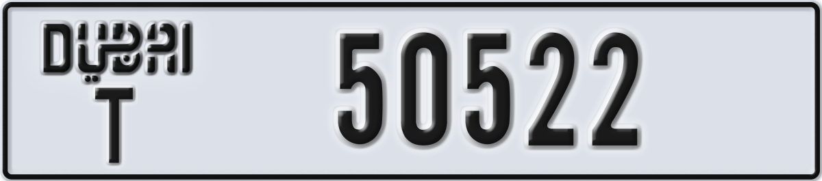 dubai License Plate Number 50522 Code T
