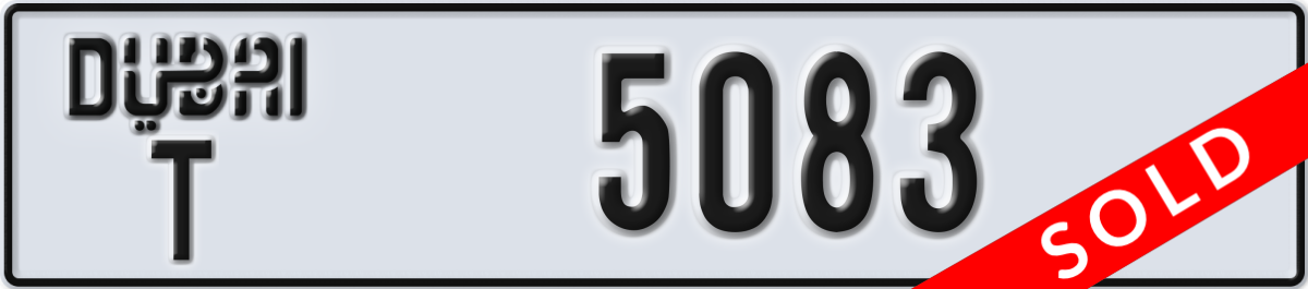dubai License Plate Number 5083 Code T
