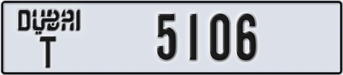 dubai License Plate Number 5106 Code T