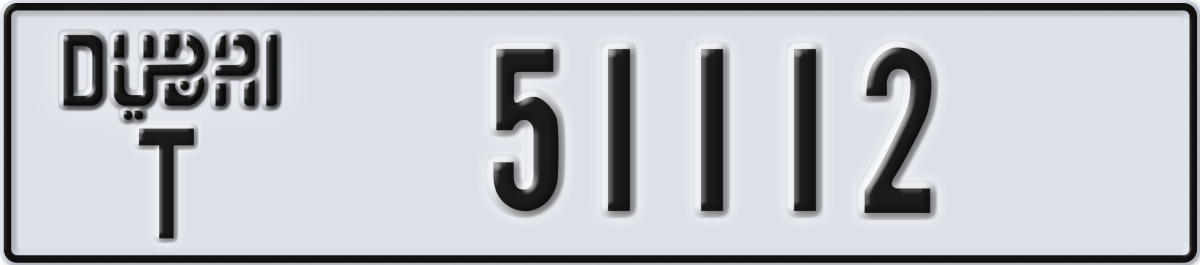 dubai License Plate Number 51112 Code T