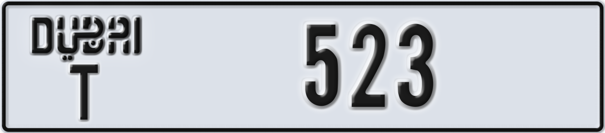 dubai License Plate Number 523 Code T