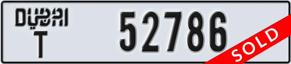 dubai License Plate Number 52786 Code T