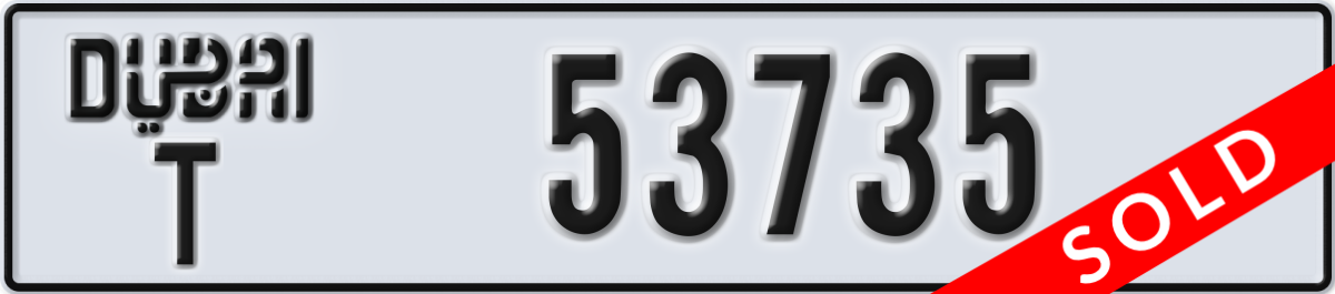 dubai License Plate Number 53735 Code T