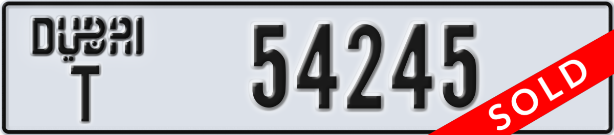 dubai License Plate Number 54245 Code T