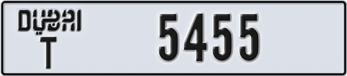 dubai License Plate Number 5455 Code T