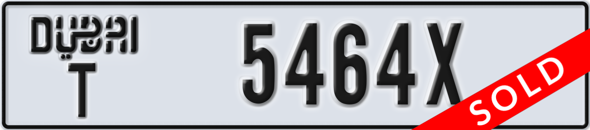 dubai License Plate Number 5464X Code T