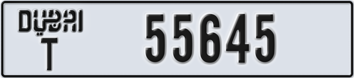 dubai License Plate Number 55645 Code T