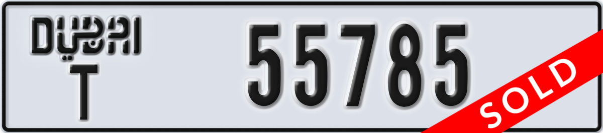 dubai License Plate Number 55785 Code T