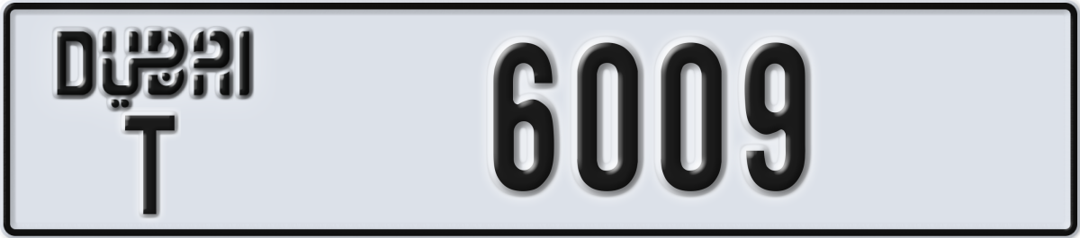 dubai License Plate Number 6009 Code T