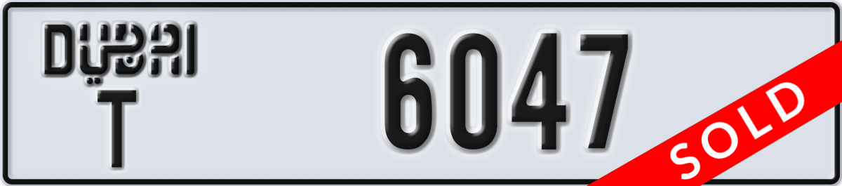 dubai License Plate Number 6047 Code T