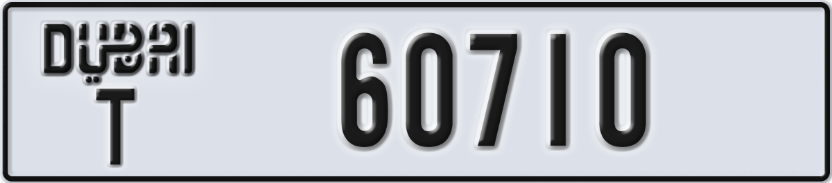 dubai License Plate Number 60710 Code T