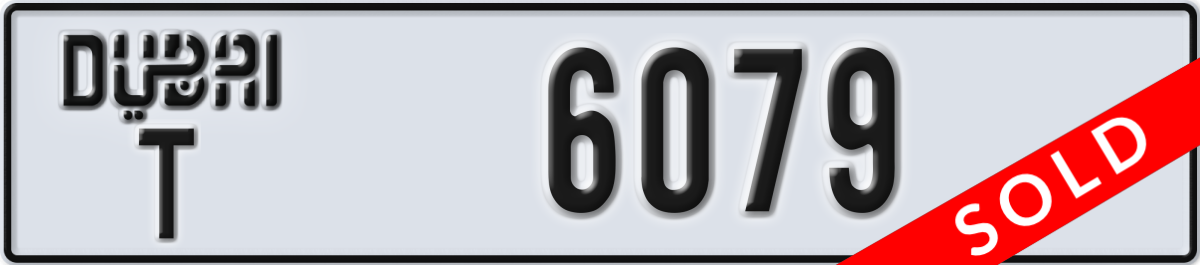 dubai License Plate Number 6079 Code T