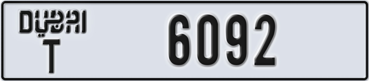 dubai License Plate Number 6092 Code T