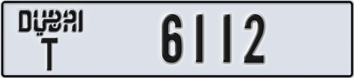 dubai License Plate Number 6112 Code T