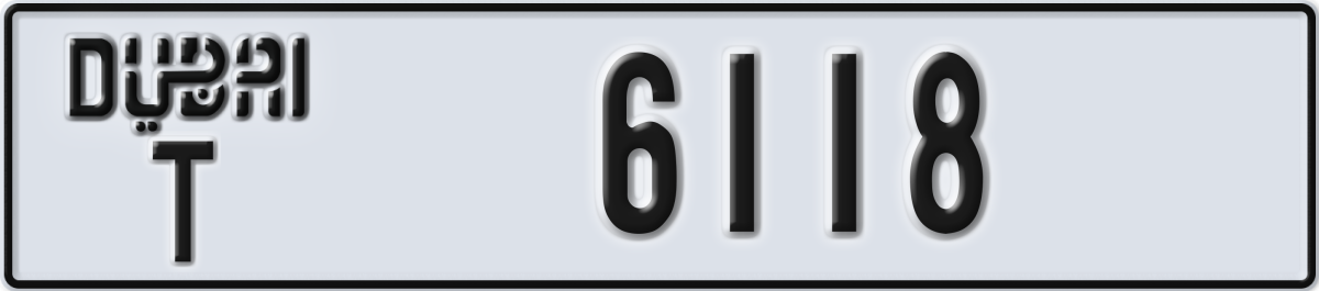 dubai License Plate Number 6118 Code T
