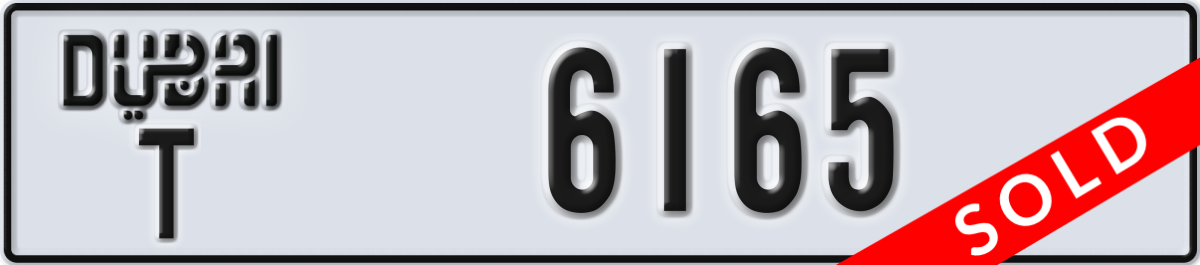 dubai License Plate Number 6165 Code T