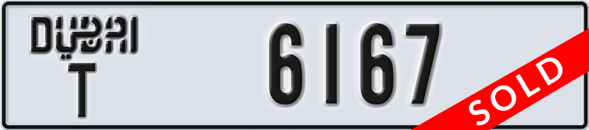 dubai License Plate Number 6167 Code T