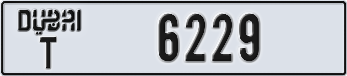 dubai License Plate Number 6229 Code T