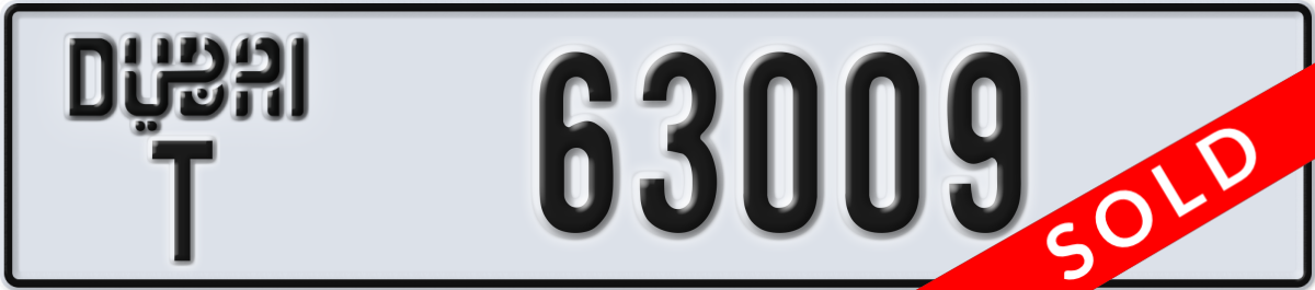 dubai License Plate Number 63009 Code T