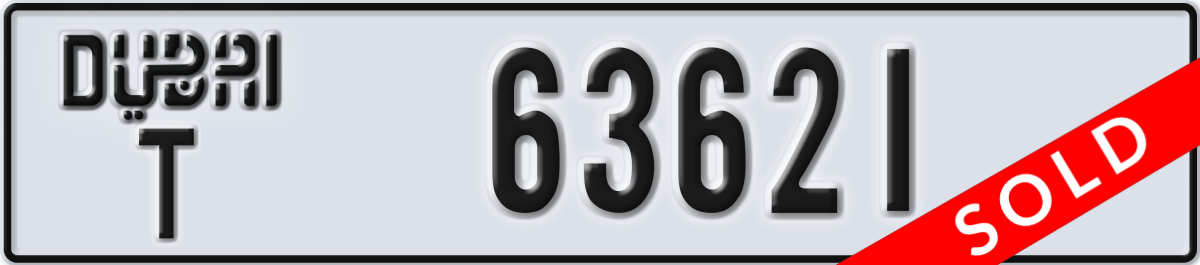 dubai License Plate Number 63621 Code T