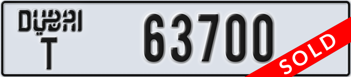 dubai License Plate Number 63700 Code T