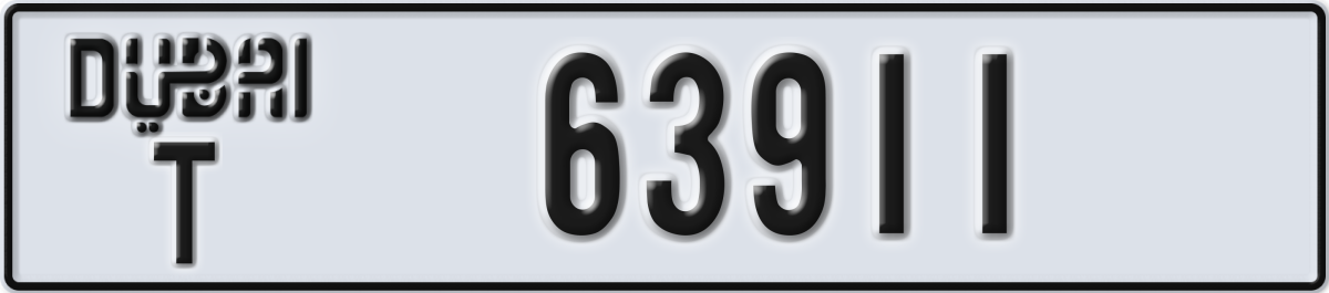 dubai License Plate Number 63911 Code T