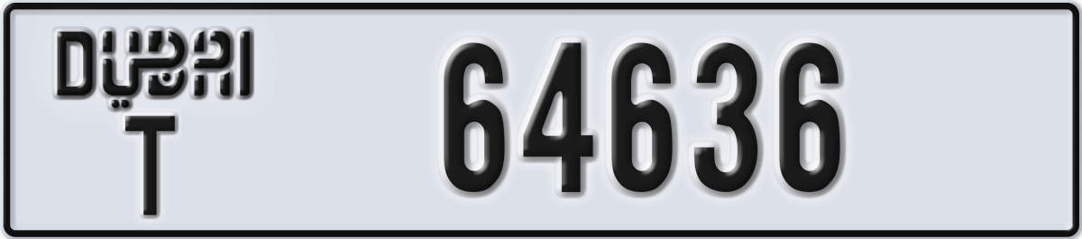 dubai License Plate Number 64636 Code T