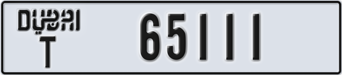 dubai License Plate Number 65111 Code T