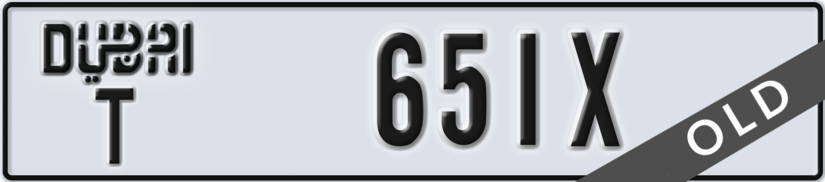 dubai License Plate Number 651X Code T