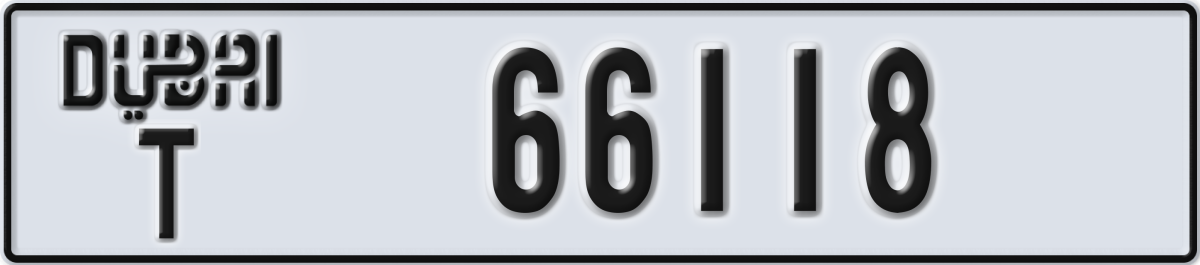 dubai License Plate Number 66118 Code T