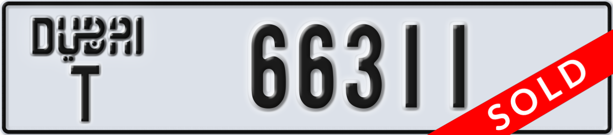 dubai License Plate Number 66311 Code T